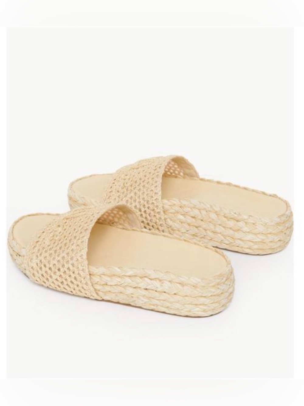 NWT Women's Natural Chloé Isla Raffia-Effect Slides SZ 39